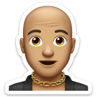 man with a buzz cut with earrings and a chain. he has his tounge out and his his hands are infornt of him as i he was to grab something sticker