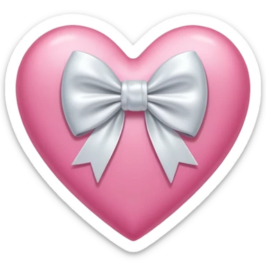 Pink heart with white bow  sticker