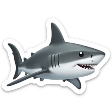 black and white countours cartoon shark standing with a camouflage cap on its head sticker
