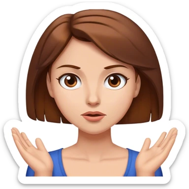 mulher de cabelo castanho e pele clara dando de ombros sticker