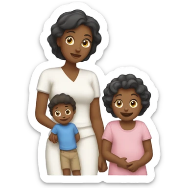Une maman avec son fils sa fille et son mari sticker