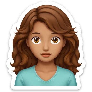 A pretty girl with tan skin and brown wavy hair sticker