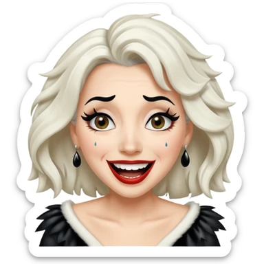 cruella de vil crying of laughter sticker