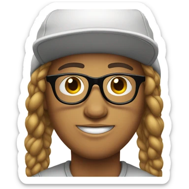 a person, white, wear snapback hat, wear glasses round frame, the eyes always bright  sticker