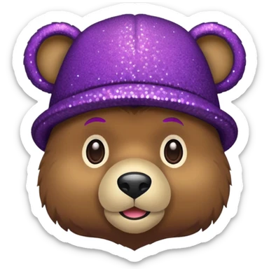 Urso adulto com boné roxo com glitter sticker