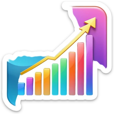 Create an  emoji that represents a stock/share, combining a clean upward-trending chart, a minimal financial symbol, and a confident growth vibe, using simple shapes, smooth gradients, and the polished. sticker