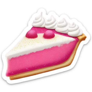 Hot pink slice of pie with light pink whip cream and glitter  sticker