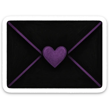 emo style black and purple envelope with a heart seal, no background sticker