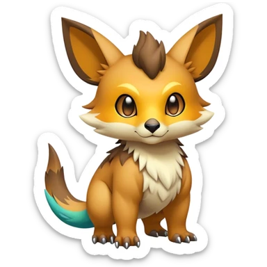 Cute cool colorful fantasy animal hybrid Fakemon full body sticker