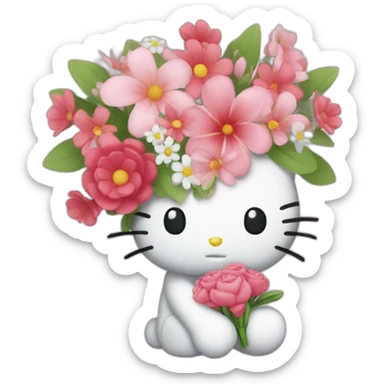 Hello kitty with a bouquet  sticker
