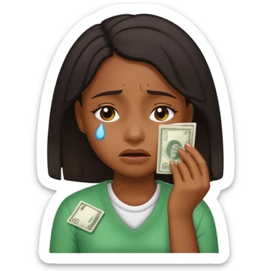 Black Girl crying wiping tears with money  sticker