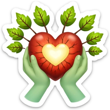 woodland spirit hands together glowing heart seed sticker