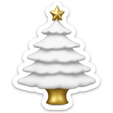 A white Christmas tree with gold ornaments  sticker