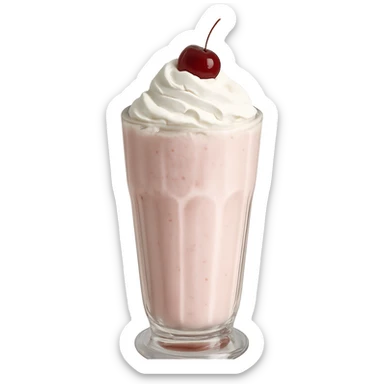 Remove the background and keep only the realistic glass of milkshake with whipped cream and cherry with a transparent background in photorealistic style. sticker