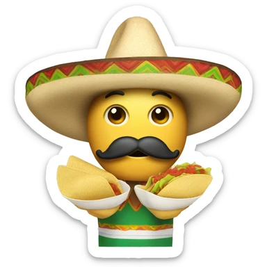with mustache eating tacos with and sombrero hat  sticker