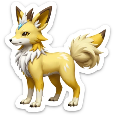 Feral Quadrupedal Digitigrade Manectric-Jolteon-Lycanroc-Furret-Renamon-Zeraora-fusion-hybrid-creature, full body  sticker