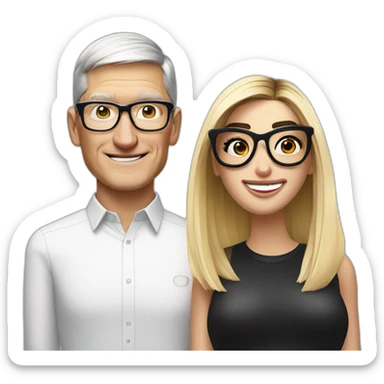 Tim Cook and dua lipa with eyeglasses sticker