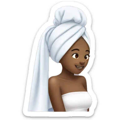 girl doing skincare with towel on her head sticker
