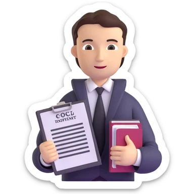 friendly lawyer with a legal document sticker
