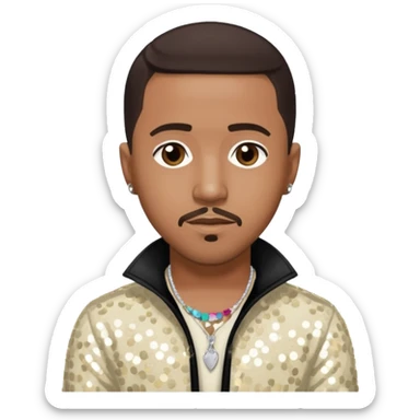 Marques Houston with dark brown hair, ivory sequin outfit sticker