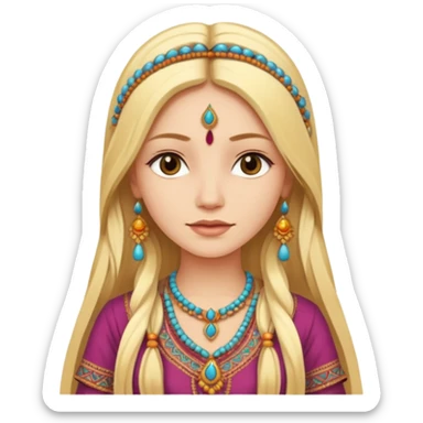 emoticon de una mujer rubia de pelo largo con vestimenta de india sticker