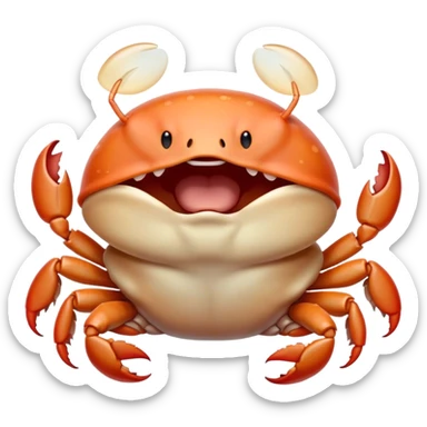 Cinematic Cute Yawning Baby Crab Portrait Emoji, Head tilted slightly with a dramatic, wide-open yawn, showcasing a petite, delicately armored body with gently drooping antennae and sleepy, half-closed eyes, Simplified yet irresistibly adorable features, highly detailed, glowing with a soft, cozy coastal glow, high shine, relaxed yet expressive, stylized with a dash of whimsical seaside charm, soft glowing outline, capturing the essence of a drowsy yet affectionate baby crab that appears ready to scuttle off for a nap! sticker