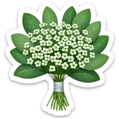 bouquet of eucalyptus and gypsophila flowers sticker