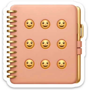 modern elegant planner with checkmarks emoji, 3D style, pastel terracotta pink and gold, clean design sticker