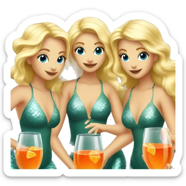 Three blond mermaids drinking aperol sticker