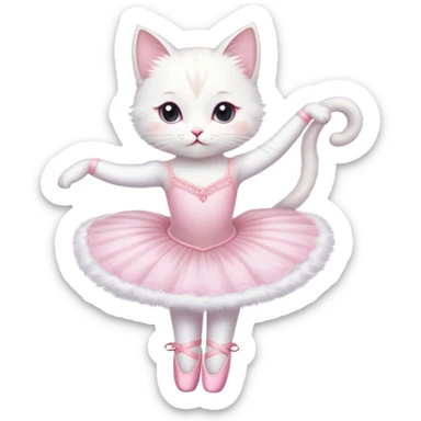 Ballerina white cat sticker