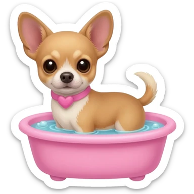 Bébé chihua porter petit baignoir rose Dans l'eau.hua noir marrant poil courut en vacances à la plage une poils courte anniversaires rose sticker