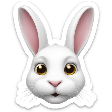 Decorative fold-eared white rabbit with a spot of a slit nose  sticker