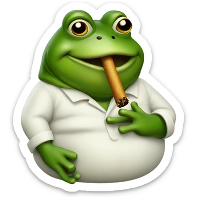 fat frog smoking  sticker
