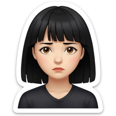 Mulher cabelo preto de franja chorando tudo escuroo sticker