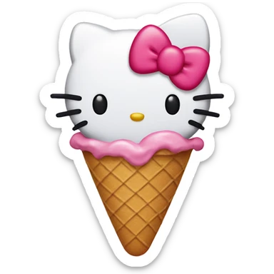 hello kitty eating ice cream  sticker