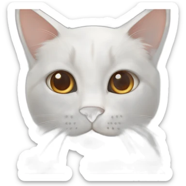 white cat with a little bit brown fur and half brown mouth sticker