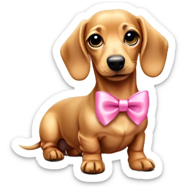 Blonde dachshund puppy with pink bow sticker
