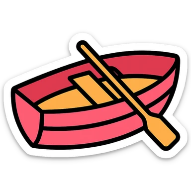 classic pink wooden rowing boat sticker