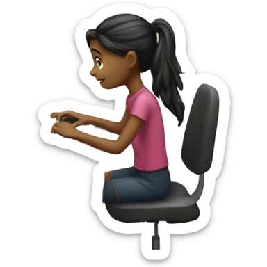 girl studying through computer sticker