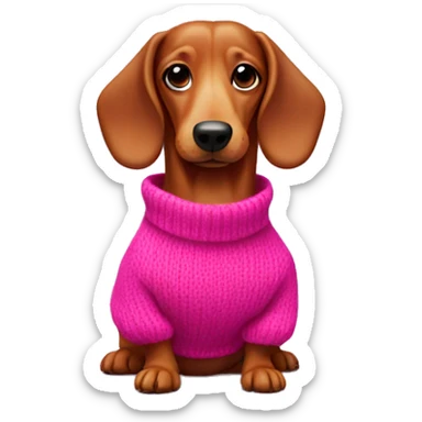 sausage dog wearing a bright pink sweater sticker