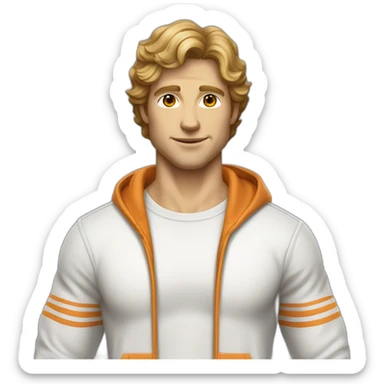 retro 70s gym clothes for a modern white uni male student sticker