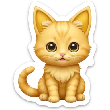 A cute cartoon yellow kitten sitting and wagging its tail and animated. sticker