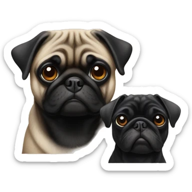 a pug, and a black pug sticker