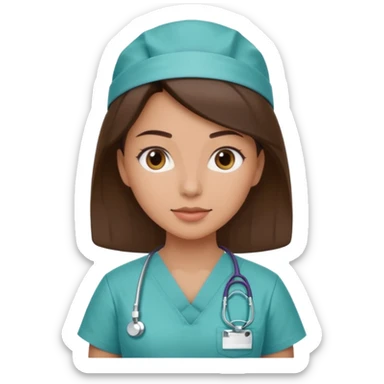 A smart female surgeon which is brunette and has the name Kimiya embedded on her scrub sticker