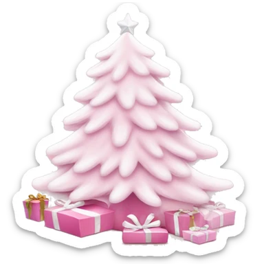 Light pink Christmas gifts under a white Christmas tree  sticker