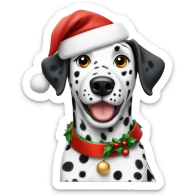 Dalmatian wearing a Christmas hat sticker