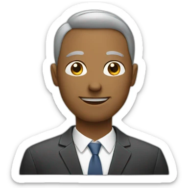 man sitting at a conference sticker