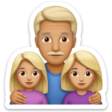 Papá CALVO moreno, hija rizada con pelo largo  y mamá rubia con pelo lacio  pero que NO se abracen sticker