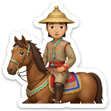 mongolian man on horse sticker