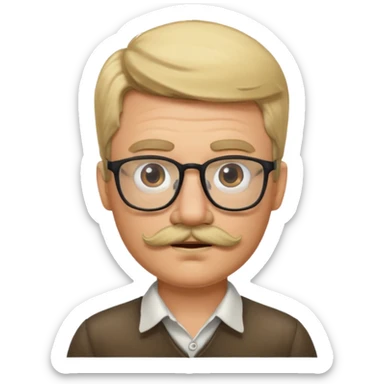 dirty blonde hot guy glasses mustache sticker